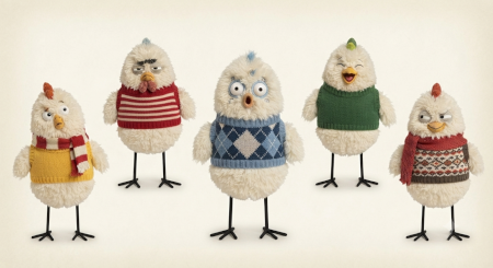 Cotton-Cluckers stick legs and round shape